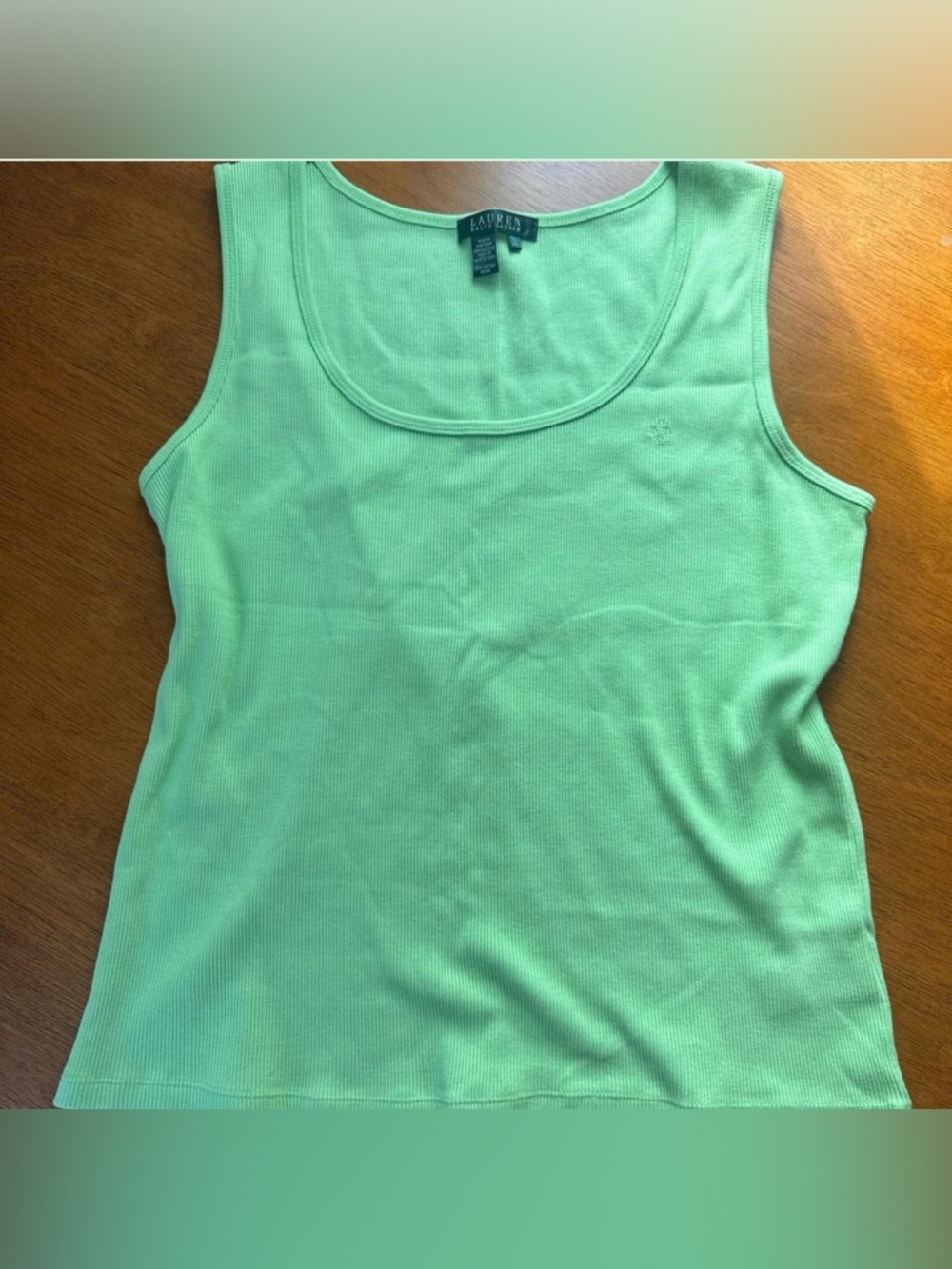 Ralph Lauren Light Green Ribbed Scoop Tank